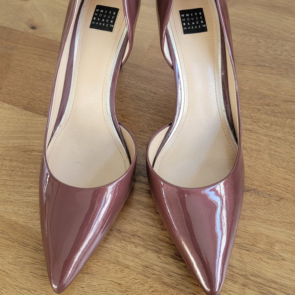 White House Black Market WHBM Burgundy D'Orsay Patent Leather Pumps